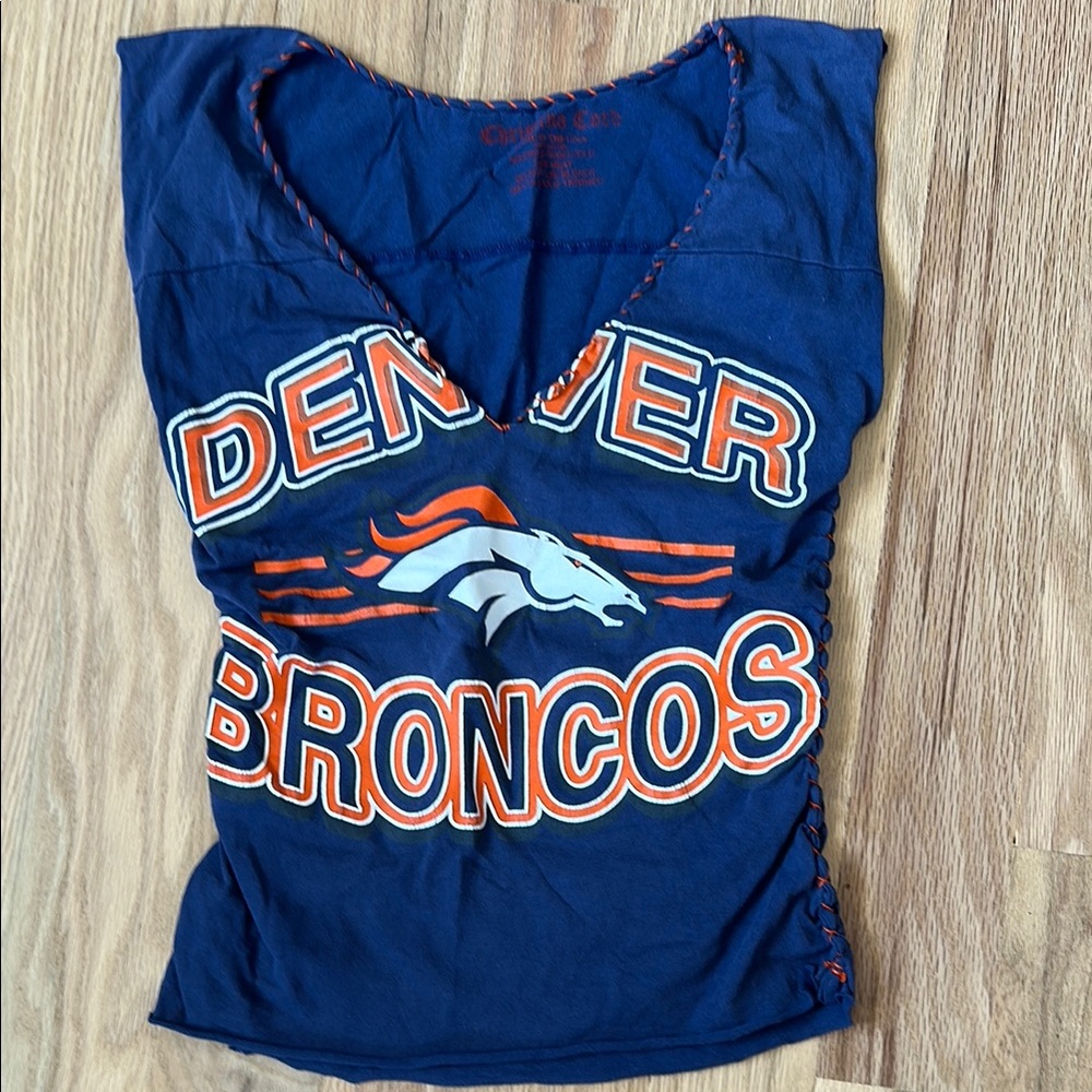 Christina Cord Denver Broncos NFL Blue/ Orange Graphic Top handmade and unique